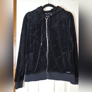 Calvin Klein Women's L Velour Full Zip Sweatshirt Y2K 90's Trendy Streetwear